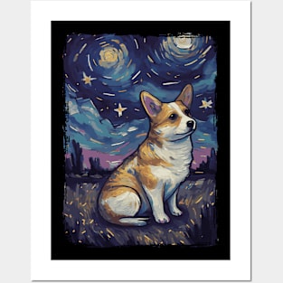 Corgi Starry Night Posters and Art